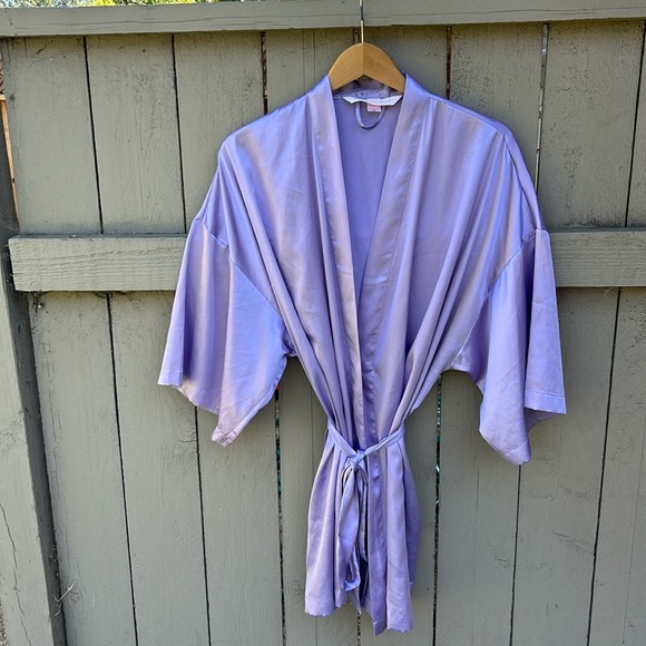 Victoria's Secret Other - Victoria's Secret Lavender Satin Robe Wedding Bridesmaid Romantic Lingerie